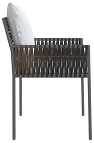 4 db barna polyrattan kerti szék párnával 54x61x83 cm