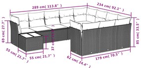 11 részes szürke polyrattan kerti ülőgarnitúra párnákkal