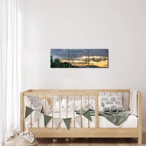 Tájkép sugarakkal (órával) (90x30 cm)