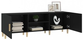 fekete szerelt fa TV-szekrény 150 x 30 x 50 cm