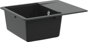 vidaXL Mosogató Fekete 560 x 460 mm 80% Kvarc és 20% Gyanta