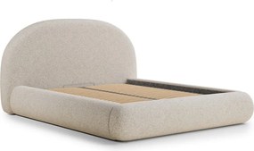 Krémszínű kárpitozott ágyneműtartós franciaágy ágyráccsal 140x200 cm Maumere – Maison de Rêve