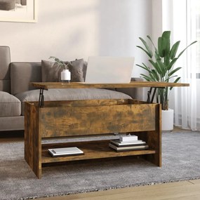Füstös tölgy színű szerelt fa dohányzóasztal 80 x 50 x 40 cm