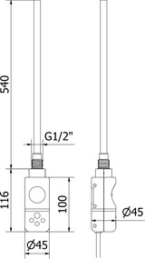 Mexen Ares, elektromos fűtőelem 1200x500 mm + fűtőrúd 600 W, fehér, W102-1200-500-2600-20