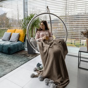 Függő fotel állvánnyal, átlátszó/ezüst/szürke, BUBBLE NEW TYP 3