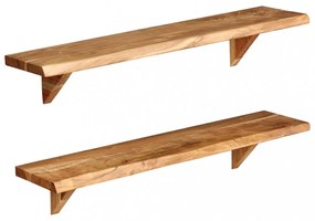 2 db tömör akácfa fali polc 90x20x18 cm