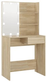 sonoma tölgy színű LED-es fésülködőasztal 74,5 x 40 x 141 cm