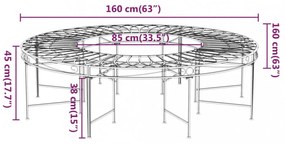 fekete acél kör alakú fa körüli pad Ø160 cm