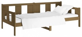 mézbarna tömör fenyőfa kanapéágy 90x200 cm