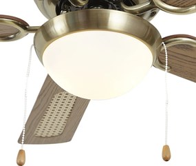 Mennyezeti ventilátor sárgaréz színben, famintával és rattan 105 cm-es húzókapcsolóval - Mistral Majas