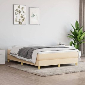 Krémszínű szövet rugós ágy matraccal 140 x 200 cm