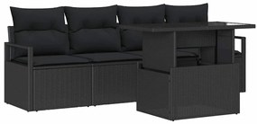 Kerti Kanapé Szett párnával 5 pcs Fekete 100 x 55 x 73 cm
