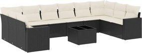 vidaXL 11 részes fekete polyrattan kerti ülőgarnitúra párnákkal