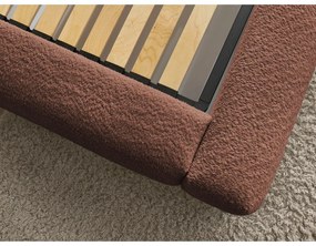 Narancssárga kárpitozott ágyneműtartós franciaágy ágyráccsal 140x190 cm Orlane – Bobochic Paris