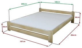 Emily ágy 180x200 cm, fenyőfa Ágyrács: Léces ágyrács, Matrac: Coco Maxi 19 cm matrac