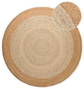 Elefántcsont színű kétoldalas kézi szövésű kerek juta szőnyeg ø 100 cm Jutta Ivory – Hanse Home