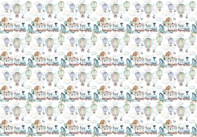 Fotótapéta Gyerek kaland léggömb házikók vinil 208x146 +ragasztó