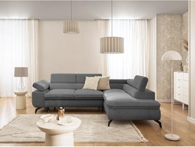 Szürke zsenília sarokkanapé (jobb oldali-L alakú) Marbeya – Ropez