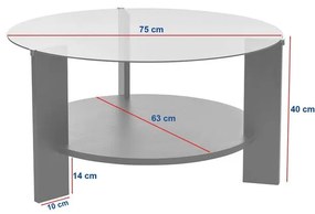 Dohányzóasztal Clara - Fekete, Transparent