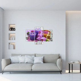 Orchideák és gyertyák képe (90x60 cm)