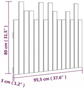 fekete tömör fenyőfa fali fejtámla 95,5 x 3 x 80 cm