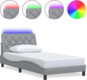 vidaXL világosszürke szövet ágykeret LED-ekkel matrac nélkül 100x200cm
