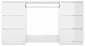 Magasfényű fehér forgácslap íróasztal 140 x 50 x 77 cm