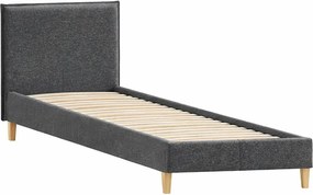 Sötétszürke kárpitozott egyszemélyes ágy ágyráccsal 90x200 cm Tina – Ropez