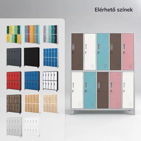 BOZP öltözőszekrény 10 ajtós szürke-pasztell: BARTEK 1360 x 1720 x 450 mm
