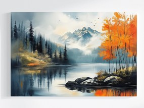 Canvas Vászonkép Tájkép Kanada Hegyek Erdő Tó Fjord Ősz 60x40