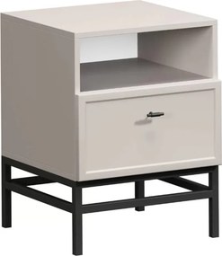 Lorini fiókos éjjeliszekrény 45 cm - kasmír / fekete T-bar fogantyúk / keret