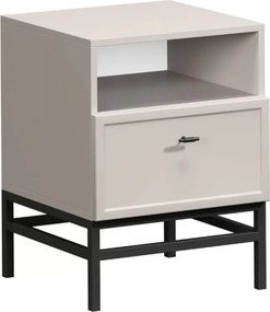 Lorini éjjeliszekrény fiókkal 45 cm - kasmír / fekete T-bar fogantyú / fém láb