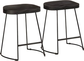vidaXL bárszékek 2 db Fekete 46x38x52 cm tömör fa Mango