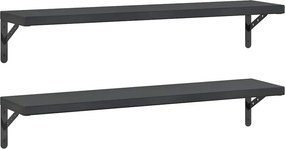 vidaXL 2 db fekete rozsdamentes acél fali polc 100 x 23,5 cm