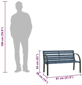 szürke kínai fenyőfa kerti pad gyermekeknek 81 cm