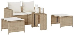 5 részes polyrattan kerti kanapé garnitúra párnákkal stackable