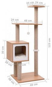 Macskabútor szizál kaparófákkal 123 cm