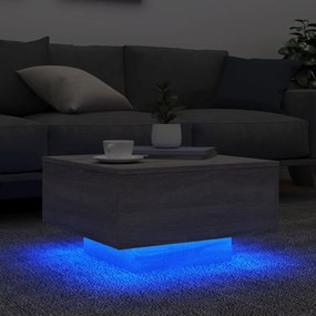 Szürke sonoma színű dohányzóasztal LED-lámpákkal 55x55x31 cm