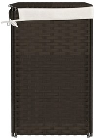 sötétbarna polyrattan szennyeskosár 2 rekesszel 53x35x57 cm