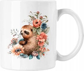 Bögre Lajhár Vicces Virágok 2 Fehér 330ml