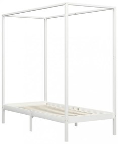 fehér tömör fenyőfa baldachinos ágykeret 90 x 200 cm