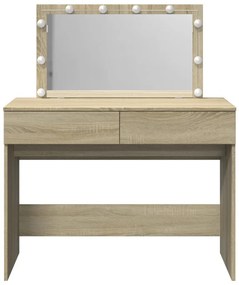 sonoma tölgy színű fésülködőasztal LED-del 100 x 40 x 120 cm