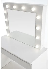 Öltözködő asztal LED világítással HOLLYWOOD 140x94 cm fehér