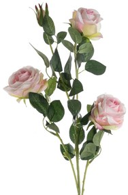 Selyemvirág rózsa ág 4 fejjel, 64.5cm magas - Rózsaszín