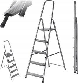 Acél Létra 5 Fokozatú Háztartási Összecsukható Létra Robusztus 125kg