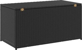 Fekete Polyrattan Kerti Tárolóláda 100 X 50 X 50 Cm