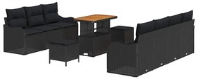 vidaXL Kerti Kanapé Szett párnával tárolóval párnával 10 pcs Fekete