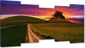 Vászonkép 150x80 Naplemente Hegyek Fa