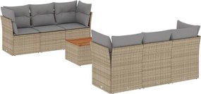 vidaXL 7 részes bézs polyrattan kerti ülőgarnitúra párnákkal