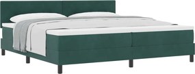 vidaXL Boxrugós ágy matracmal Sötétzöld 200 x 200 cm Bársony
